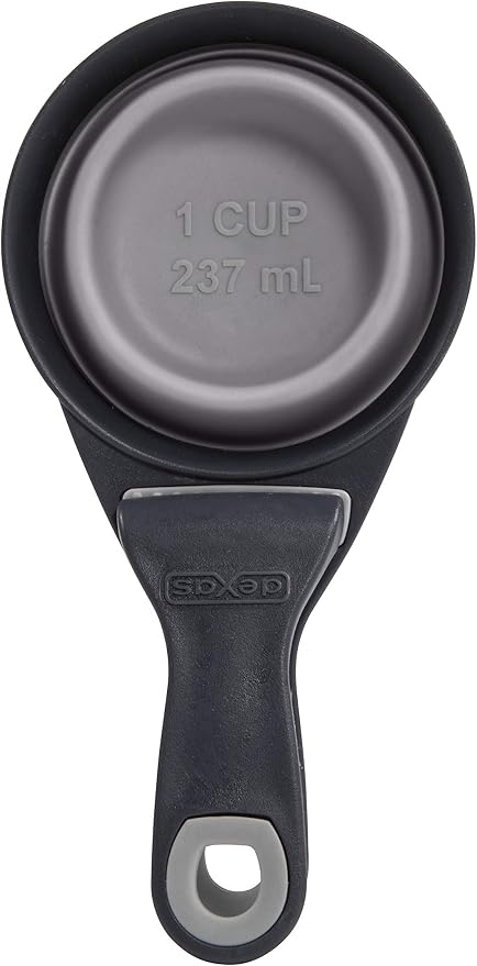 Dexas Popware for Pets Collapsible Klip Scoop, 3-in-1 Pet Food Scoop, Measuring Cup and Bag Clip, 1 Cup Capacity, Light Gray