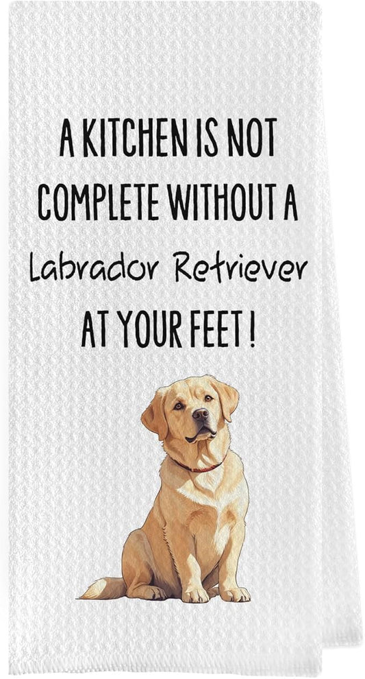 Labrador Retriever Dish Towels - Funny Yellow Lab Gifts Decorative Waffle Weave Kitchen Towels, Labrador Retriever Gifts Hand Tea Towels (16×24 Inches)