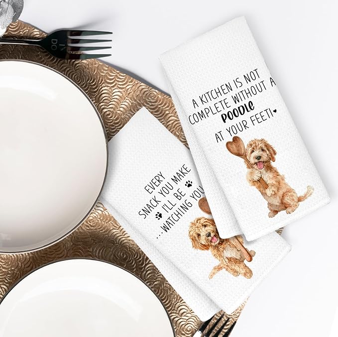 Goldendoodle Dog Kitchen Towels Set of 2,Dog Mom Gifts for Women, Goldendoodle Gifts Hand Towels, Gift for Golden Doodle Lovers Dish Towels Dishcloths Tea Towels for Kitchen, 16x24 Inch