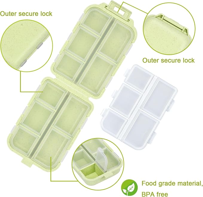 Large Travel Pill Organizer with 189 Labels, Travel Pill Box Pill Case with Labels 7 Day Travel Medicine Organizer Purse Accessories (Yellow, 1 Pack)