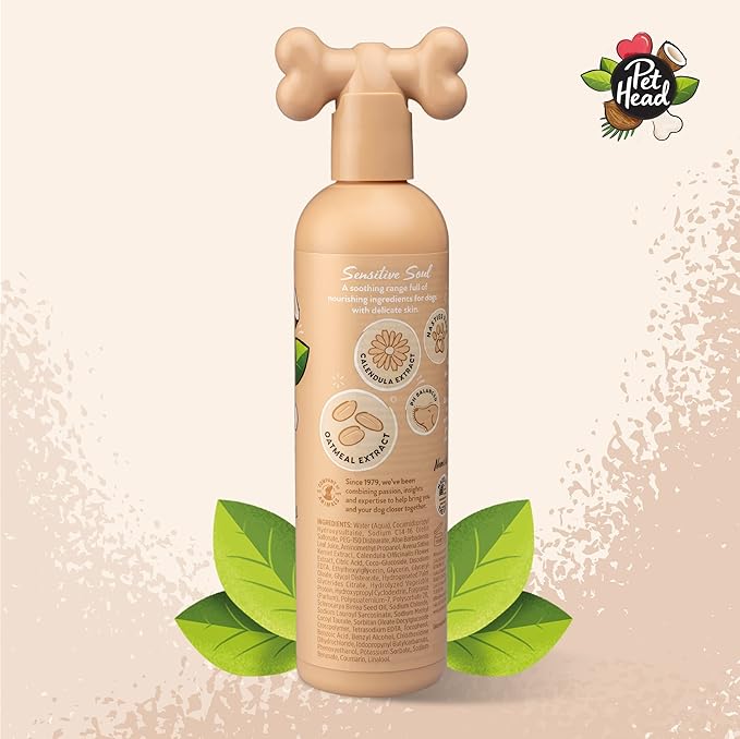Pet Head Sensitive Soul Dog Shampoo | Coconut Scent | Shampoo for Dogs with Sensitive Skin | Moisturizing | Professional Grooming | Vegan | Gentle Formula for Puppies | Made in USA | 16fl oz.