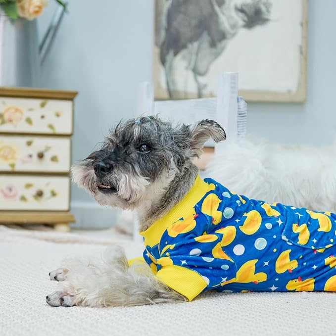 PUPTECK Soft Fleece Dog Pajamas for Small Medium Dogs, Dog Onesie Puppy Sweaters Clothes Jumpsuit Pjs, Cute Jammies Cat Coat Pet Costume Apparel
