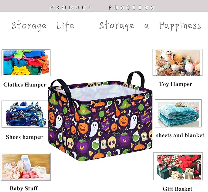 Pumpkin Pattern Storage Basket Gift Shelf Basket Storage Bin, Nursery Basket Organizer Box for With Handles for Room Deco