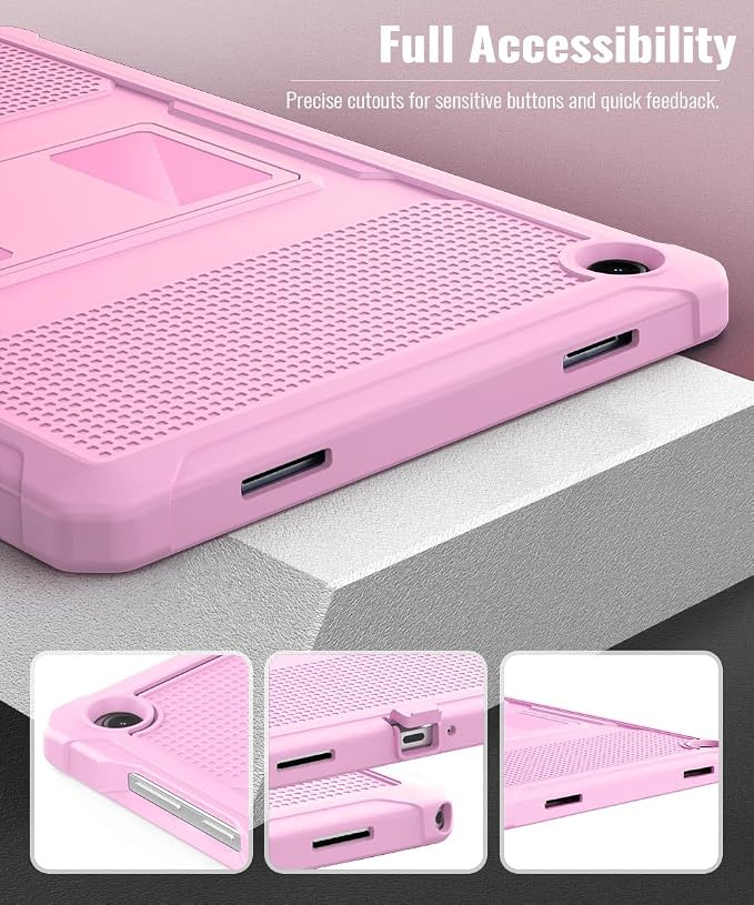 MoKo Shockproof Case Fit Samsung Galaxy Tab A11+ Plus/ A9+ 11 Inch | Full Body Rugged Stand Back Cover with Built-in Screen Protector for Galaxy Tab A11+/ A9+ Tablet, Flowers Pink