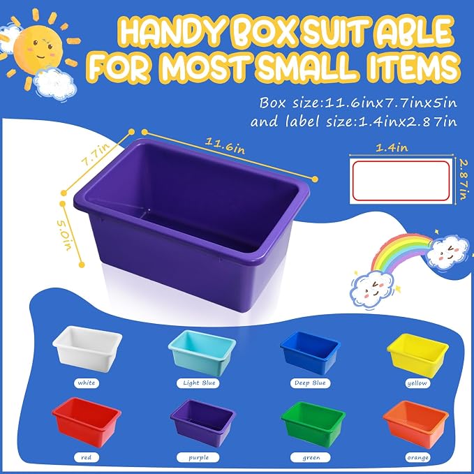 8-Pack Colorful Classroom Storage Bins, Plastic Cubby Book Bins for Classroom Organization, Book & Toy Storage Organizer, Perfect for Classroom Library, Shelves, STEM Centers, Daycare & Homeschool