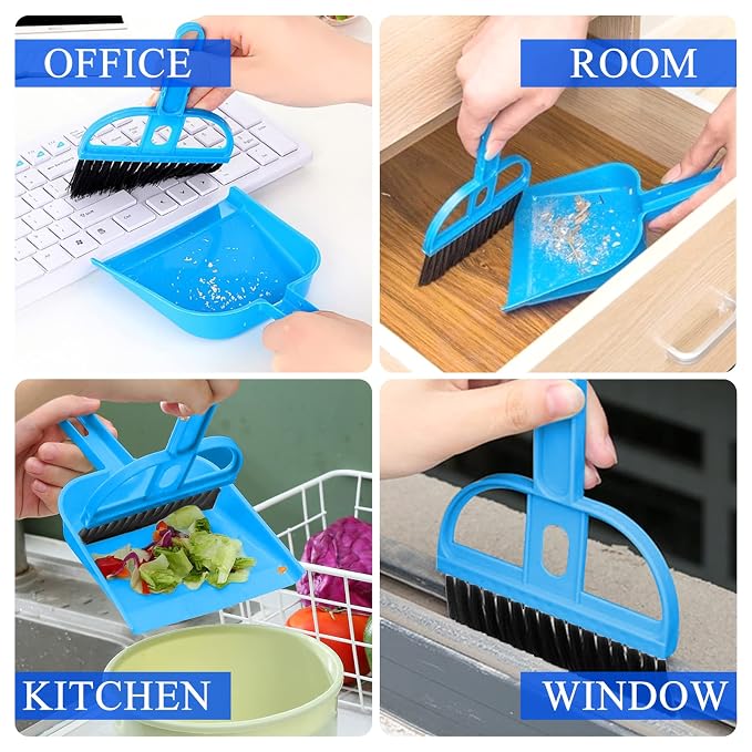 WishLotus Mini Dustpan and Brush Set, Portable Exquisite Pet Waste Cleaning Kit, Hamster Sand Scooper Cage Cleaning Tool for Small Pets Guinea Pigs Hedgehogs Hamsters Chinchillas Rabbits (Dark Blue)