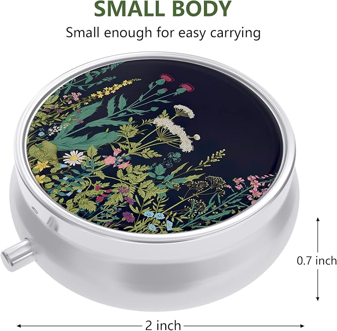 Nipichsha Pill Box, Small Pill Case for Purse & Pocket, Cute Travel Medicine Organizer, Portable Medicine Container Holder to Hold Vitamins, Medication, Fish Oil & Supplement, Dandelion | Cute Travel Medicine Organizer, Portable Medicine Container Hold...