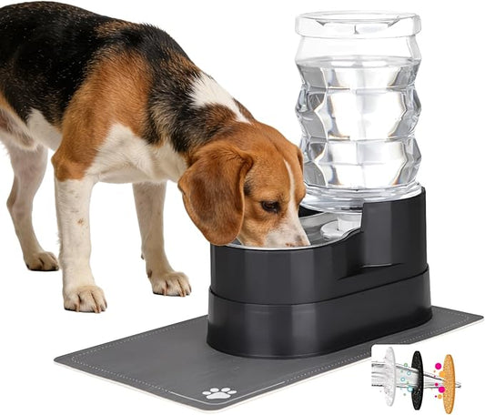 RIZZARI Automatic Dog Water Dispenser: 7L Black Stainless Steel Waterer - Elevated Design Eases Joint Strain & Supports Spine Health-Helps Prevent Urinary Stones-for Senior & Large Dogs-Indoor Use