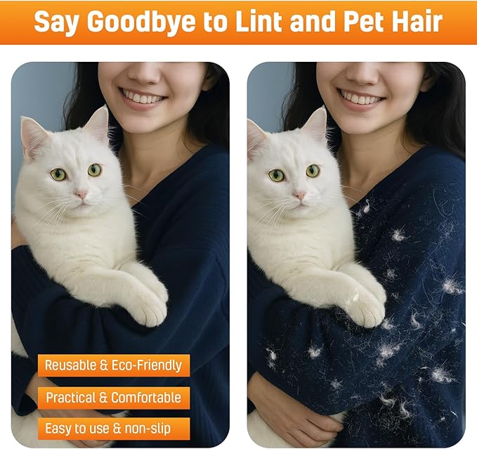 3pcs Pet Hair Removal Gloves for Dogs & Cats (2 Gloves + 1 Lint Scraper) | Electrostatic Magic Brush Clothes, Sofa, Carpets, Couch & Car Mats | Reuseable | Thickened | Newly Upgraded Model