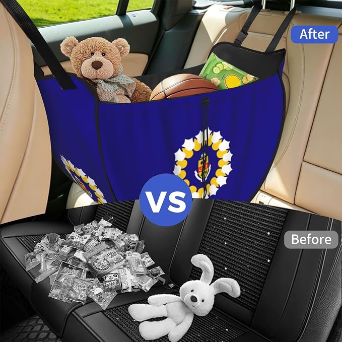 Oshawa Flag Car Seat Organizer-Backseat Storage Bag for Travel | Waterproof Durable. Holds Snacks Gear Essentials. Fits Most Cars.