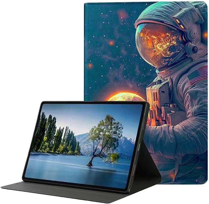 for Samsung Galaxy Tab S6 10.5" Tablet Case(Model SM-T860/T865/T867) 2019 Release,Premium Leather Folio Stand Auto Wake/Sleep,Multiple Viewing Stand,Astronauts Planets Pattern
