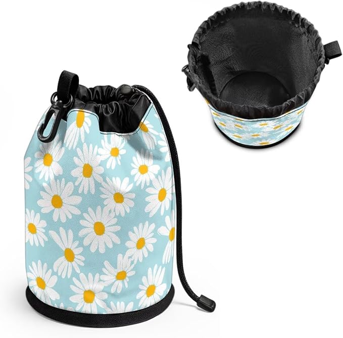 Daisy Clothespin Bag with Hanging Hook Laundry Canvas Clothes Pin Holder Waterproof Clothespin Bag Clothespin Storage Organizer with Drawstring Closure