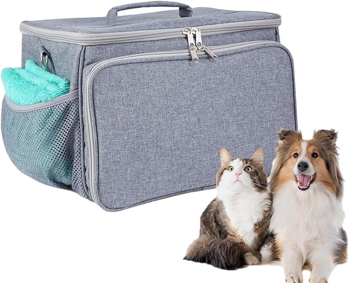 Home Storage Pet Grooming Gear Bag,Reinforced Carry Pouch, Multi Compartment Storage Solution, Mobile Cleaning Tool Organizer, Portable Utility Tote,Spacious Protective C