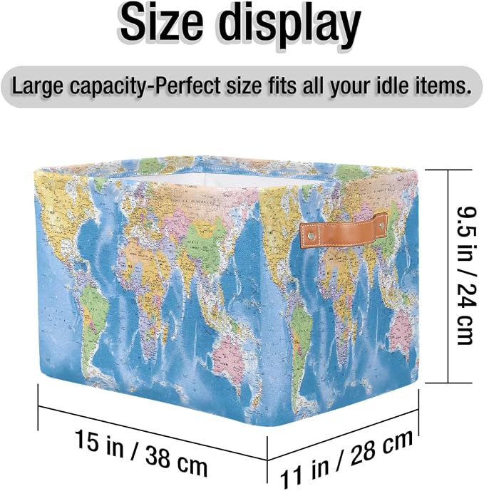 Globe World Map Storage Basket Collapsible Cloth Storage Cube Basket Bins