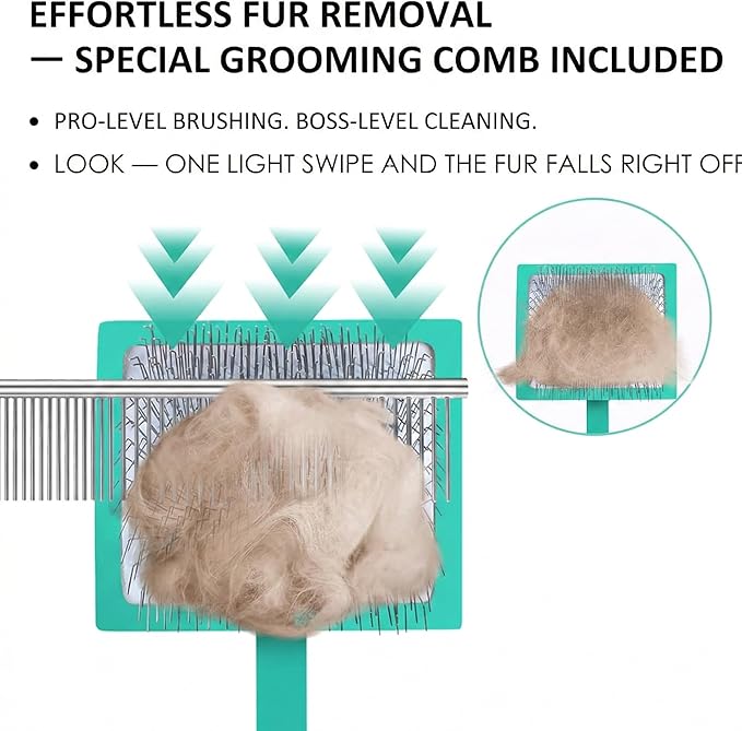 Slicker Brush for Dogs, Large Long Pin Dog Grooming Brush for Doodles Goldendoodles Poodles Labradoodle Bernedoodles, 3 Pcs Wooden Handle for Mats Tangles - Green