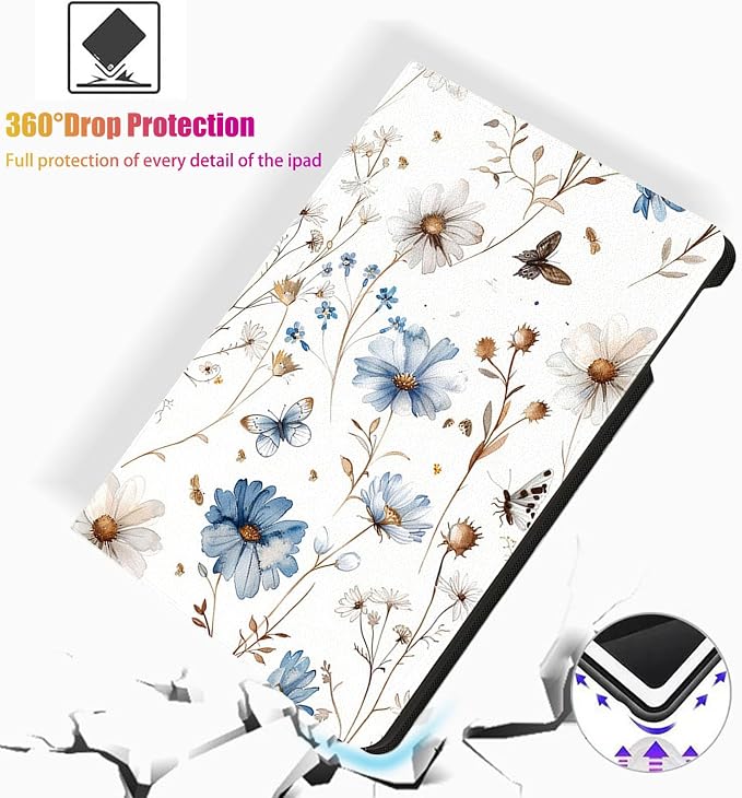 for Microsoft Surface Pro 8-13" 2021 Tablet Case,Auto Wake/Sleep,Adjustable Stand Protective Cover - Flower Butterfly