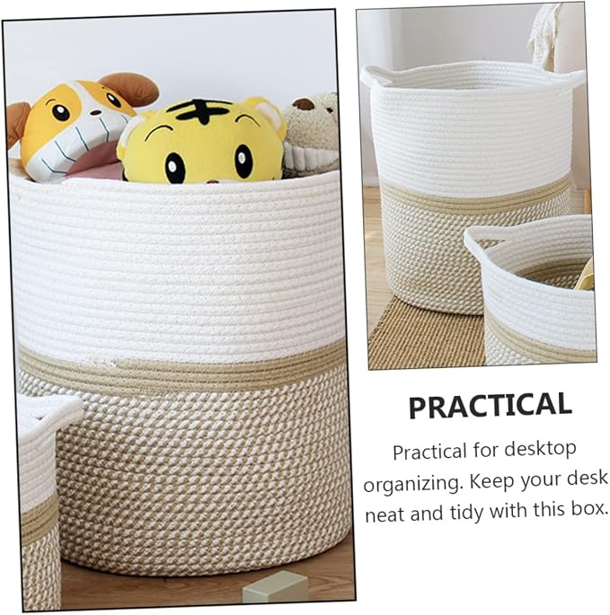 GANAZONO Pet Toy Storage Basket Rope Woven Organizer for Sundries Stylish Home Storage Bin for Toys Clothes and Blankets Versatile and Chic Design for Living Room Bedroom