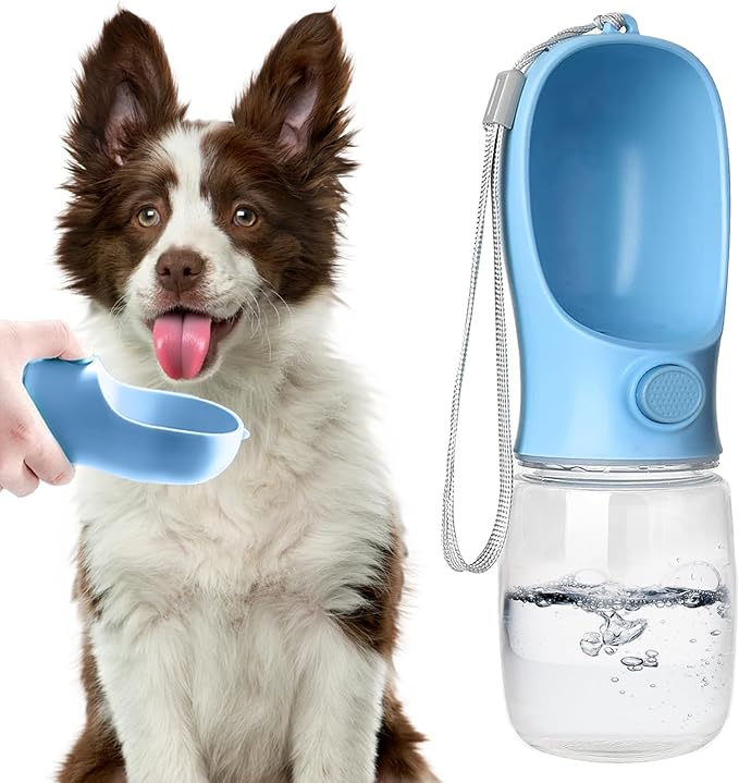 Bestac Pet Travel Water Bottle - Portable Dog&Cat Water Cup, One-Hand Operation, Lightweight & Leak-Proof, BPA-Free, Compatible with Most Gear, Ideal for Walking, Camping & Travel (Blue, 500ml)