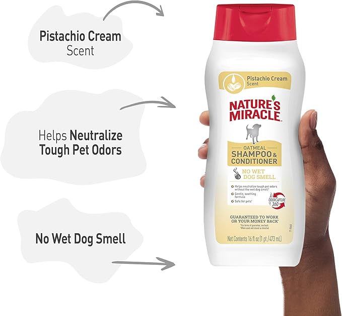 Nature’s Miracle Oatmeal Shampoo for Dogs, 16 Ounces, Pistachio Cream Scent