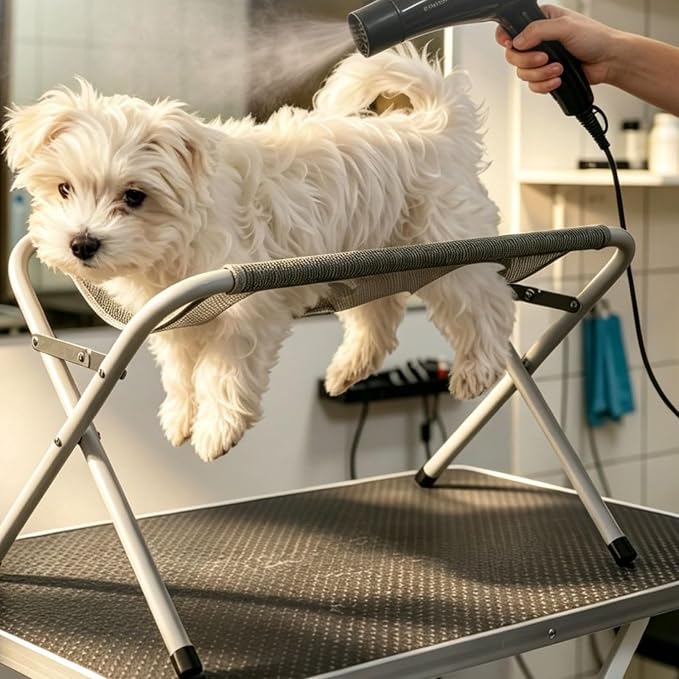 QUROXO Dog Grooming Hammock Bath Holder for Small Cats and Dogs，Blue | Foldable Pet Bath Stand Mesh Station Grooming Pet Bath Stand with Quick Surface for Trimming, Bathing, Brushing