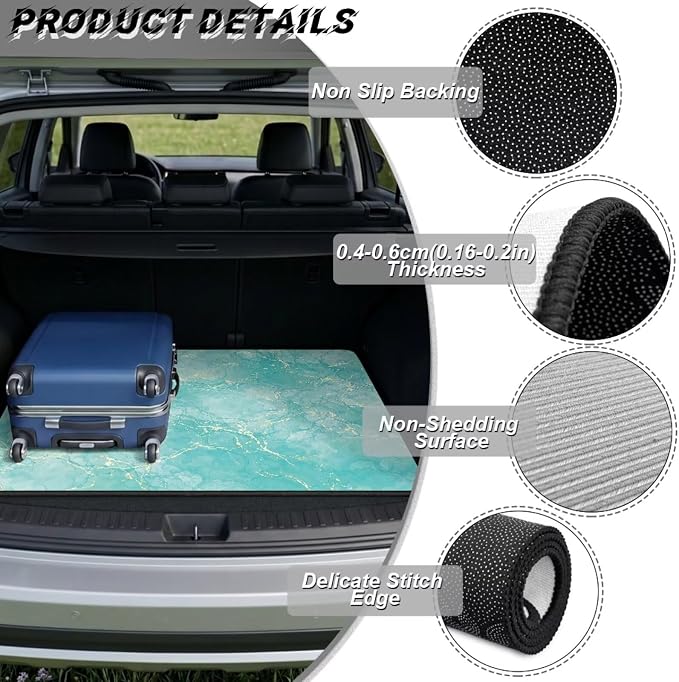 Howilath Turquoise Marble Car Trunk Liner All Weather Cargo Mat, SUV Trunk Mat for Cars Non-Slip Car Trunk Mat Universal Vehicle Interior Protection, Fits Most Sedan & SUV