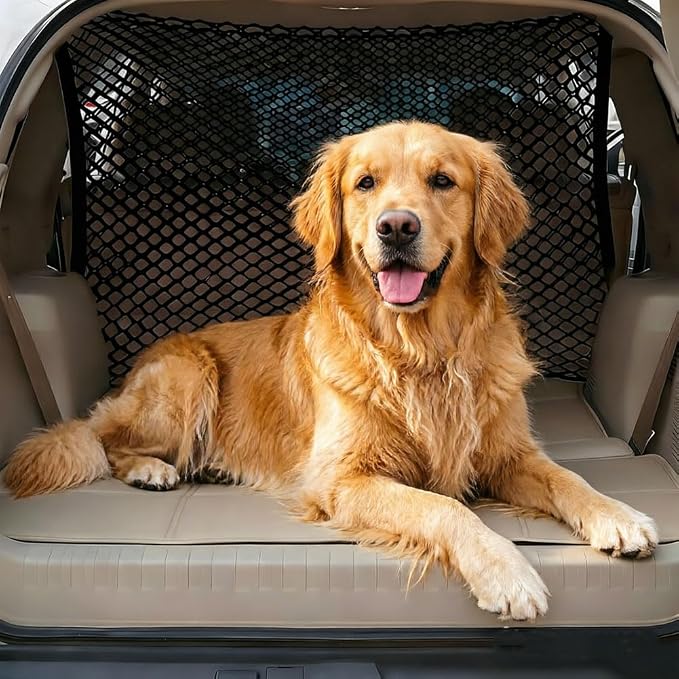 Dog Car Barrier for VW Arteon Sharan Touareg Scirocco Amarok Caddy Taro Teramont | Pet Mesh Divider Gate Between Seats, Backseat Safety Barrier for Dogs Travel