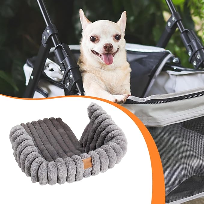 Pet Stroller Cart Pad, Washable Polyester Dog Cushion with Anti-Slip Base, for Travel Camping and Winter Walks, Gray