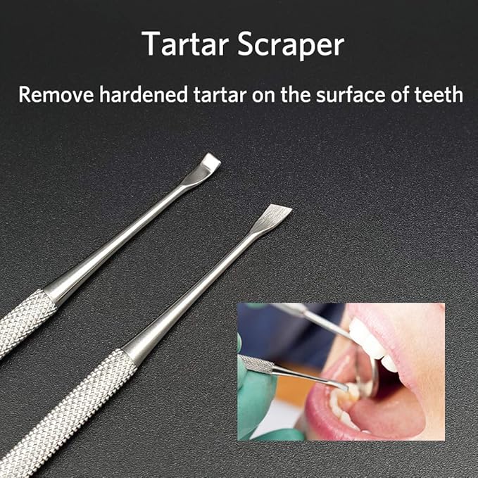 Professional Dental Tools, Langsum Stainless Steel Teeth Cleaning Tools for Dentist, Personal Using, Pets, Dental Hygiene Kit with Dental Scaler Pick, Tooth Tartar Scraper Remover and Storage Box