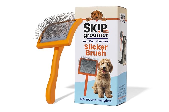 Slicker Brush for Dogs, Goldendoodle Brush for Fluff – Routine Essential for Poodles, Bernedoodles & Long Haired Breeds, Gentle Dematting & Easy-Clean Bristles – Skip the Groomer