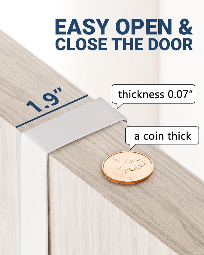 Lorbro Broom Holder Door Mount, Wood Over the Door Broom and Mop Holder | 4 Slots 4 Hooks, No Drill Setup, EVA Protection Pads, Secure Grip, Laundry Garage Closet Kitchen Use, White