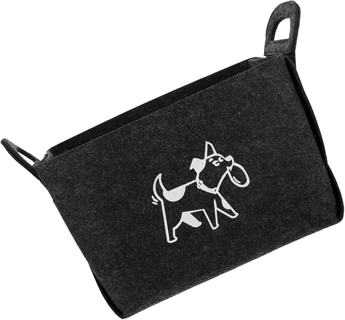 Felt Dog Toy Storage Organizer and Wear-resistant Felt Basket with Handle for Pet Toys and Household Items Color