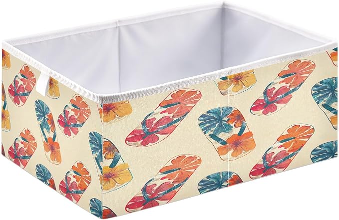 YETTASBIN Flip Flops Cube Storage Bin, Large Foldable Storage Basket Clothes Organizer Bin for Shelf, Closet, Nursery, Bedroom, Office, Home Decor, 11 x 11 x 11 Inch