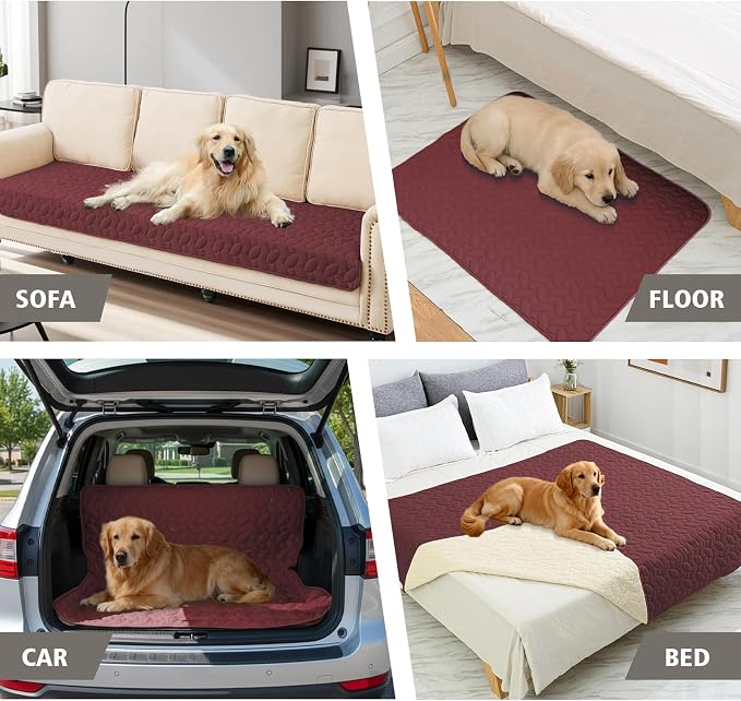 Ameritex Waterproof Pet Bed Cover Anti-Slip Dog Bed Blanket for Sofa and Furniture Waterproof New Pattern Design (Burgundy, 30x90 Inch (Pack of 1))
