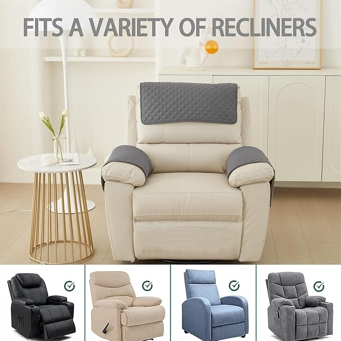 Armrest Covers Armchair Slipcover, Couch Arm Covers Recliner Covers with Storage Pockets Armrest Protector for Chair Sofa(Dark Gray,1 Seat | 3 Piece Set)