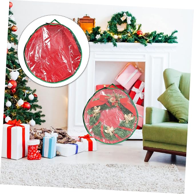 Garneck 1pc Round Storage Bag Window Wreath Storage Holder for Christmas Garlands for Holiday Decor Organization and