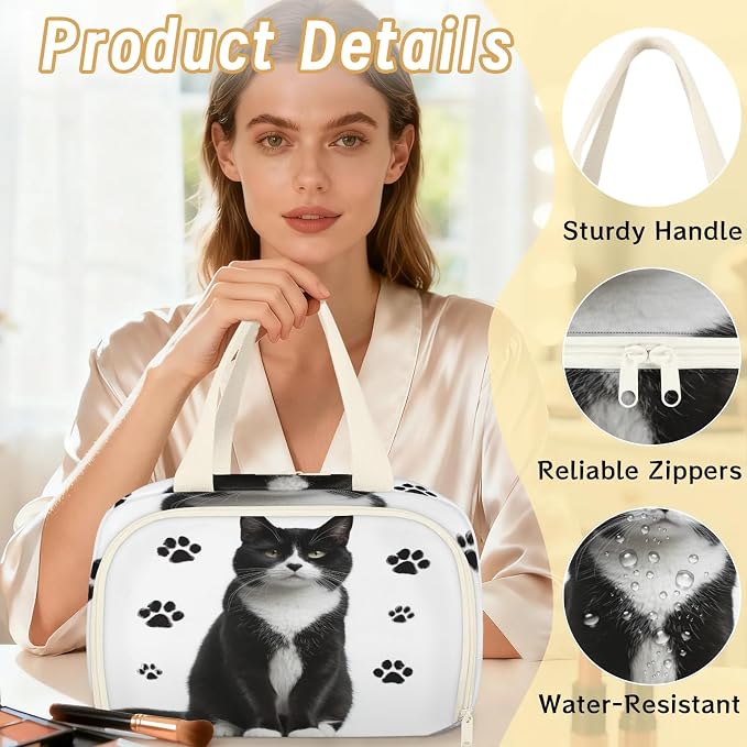 Funny Cat Travel Toiletry Bag for Women | Animal Paw Lightweight Waterproof Makeup Cosmetic Bag Large Tote Organizer for Traveling, Toiletries, Accessories