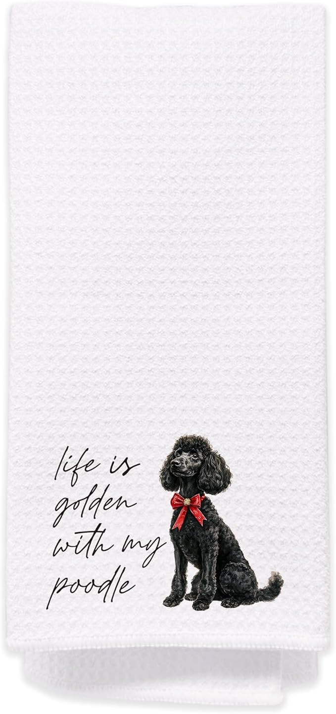 Black Goldendoodle Hand Towels for Bathroom - Golden Doodle Poodle Kitchen Dish Tea Towels, Goldendoodle Dog Mom Gifts for Dog Lovers/Women, Golden Doodle Gifts for Mothers Day/Christmas