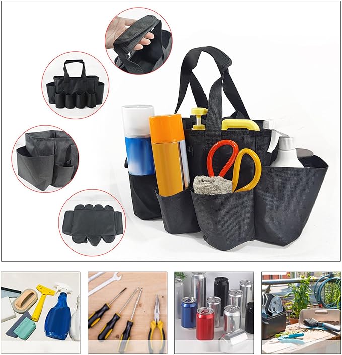 Cleaning Caddy Organizer, Portable Storage Bag Oxford Cloth Cleaning Tool Organizer for Household Gardening Outdoor Maintenance