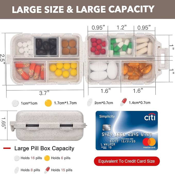 Large Medicine Pill Organizer with 189 Labels, Travel Medicine Kit Travel Pill Case Purse Organizer Pill Organizer for Purse (Beige, 1 Pack)