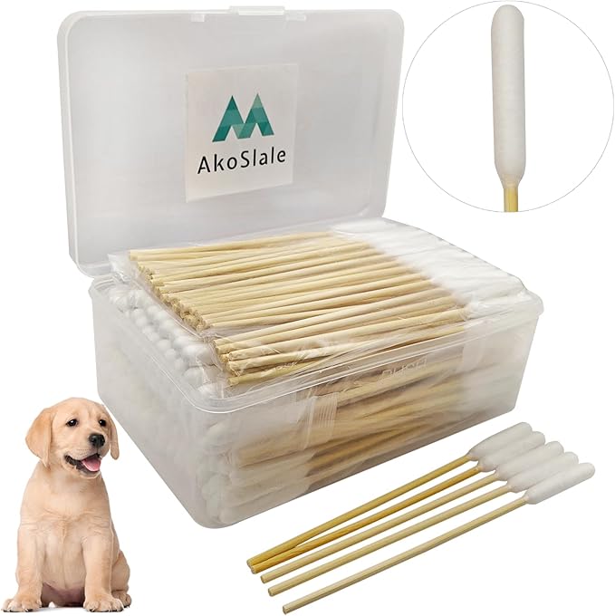 Dog Ear Cleaning Swabs 200 Count, 6 Inch Extra Long Large Cotton Swabs with Bamboo Handle, Lint-Free Pet Ear Cleaner Tool for Dogs Ear Wax Removal, Grooming Care Supplies Value Pack