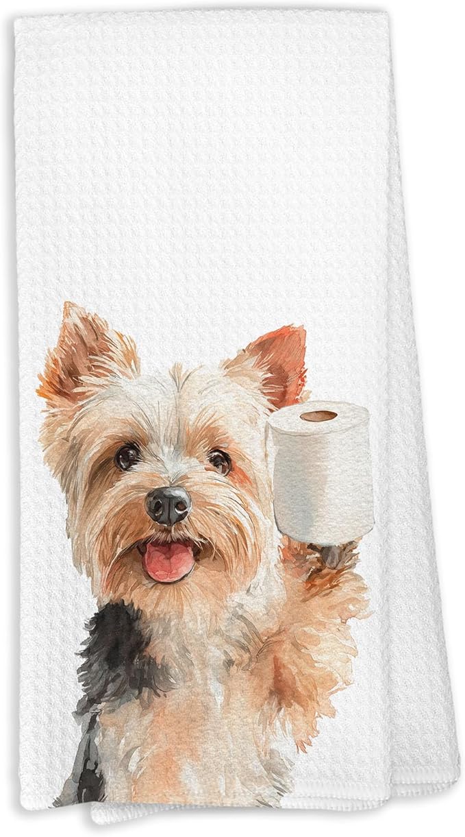 Yorkie Gifts Bathroom Towels, Yorkshire Terrier Decor, Yorkshire Terrier Dog Hand Towel for Bathroom, Yorkie Dog Gifts for Women