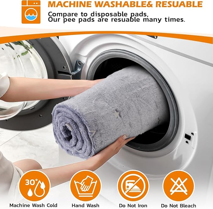 LOOBANI 31 x 36 Washable Pee Pads for Dogs 2 Packs for Playpen, Crate & Car | Super Absorbent, Non-Slip Backing, Soft Plush, Quick-Dry, Machine Washable, Reusable, Perfect for Crate & Car, Grey