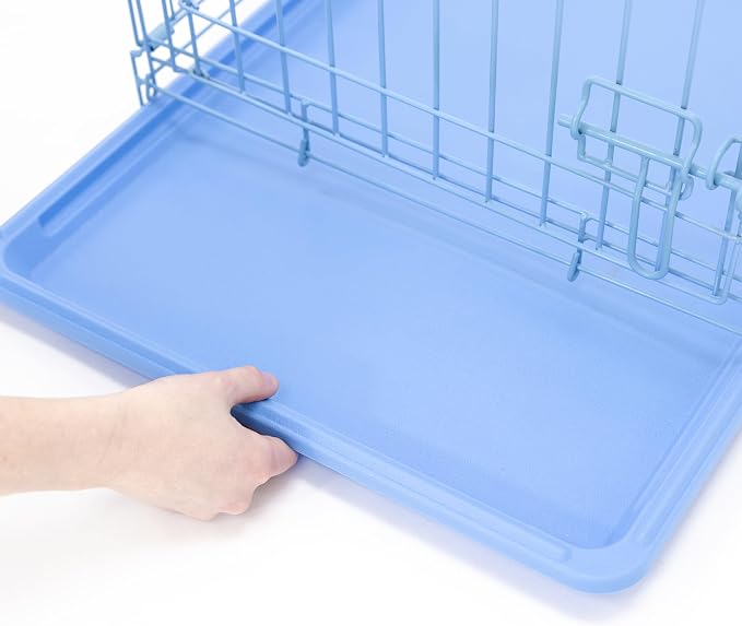 Carlson Pet Products Carlson Compact and Secure Deluxe Blue Metal Dog Crate, Blue