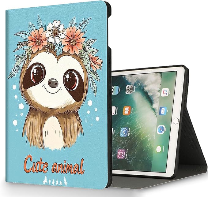 for Microsoft Surface Pro 7 Plus,Surface Pro 7/6/5/4 12.3" Tablet Case,Auto Wake/Sleep,Adjustable Stand Protective Cover - Cute Sloth Floral