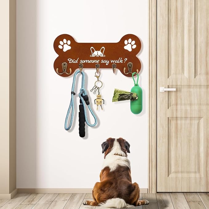 Dog Leash Holder forwall,Coat RackHooks, Mount Storage Organizer (Yellow 2)