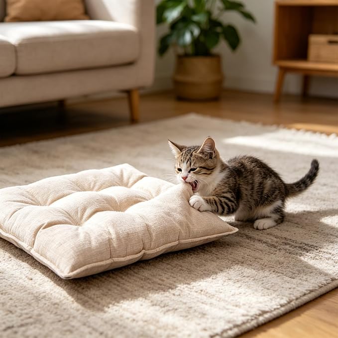 Chew Proof Dog Bed for Crate, Indestructible Durable Kennel Mat with Reinforced Corners, Large Washable Chew Resistant Pet Pad for Small Chewers (Gray, 17"×13")