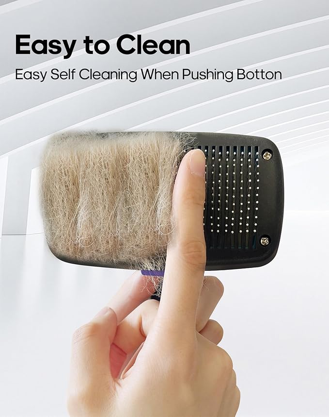 Self Cleaning Shedding Brush - Skin Friendly Grooming Tool for Dogs, Cats, and Puppies, Deshedding and Hair Removal for Long and Short Haired Pets(Purple)