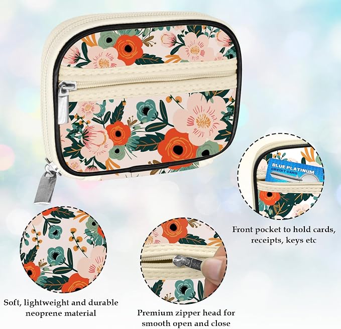 Serfeymi Weekly Travel Pill Organizer Pill Case for Purse with Removable 7 Day Pill Box, Fashionable Travel Medicine Organizer Pill Container for Medicine, Vitamin, Supplement - Bloom 01 + Pill Box