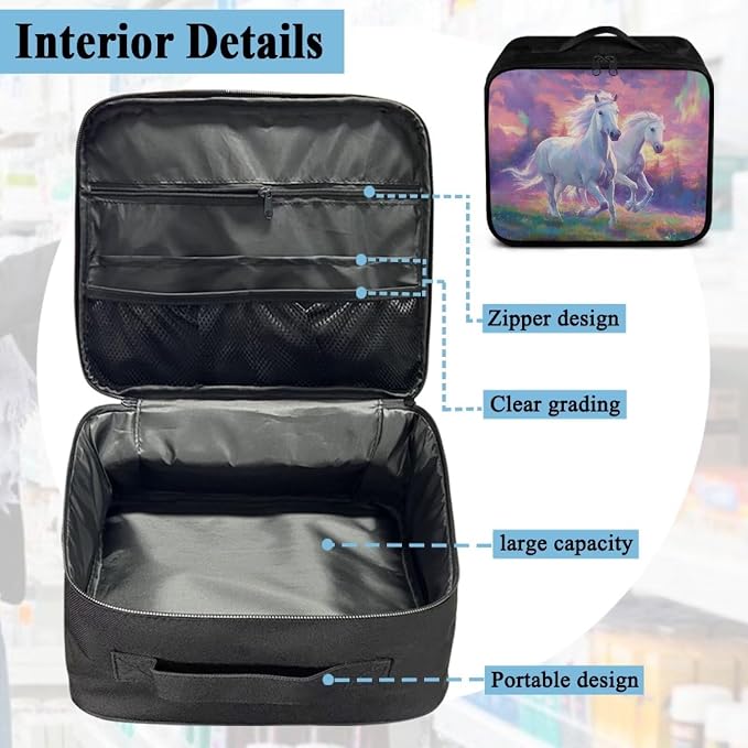 Rnyleeg Aurora Horse First Aid Bag Empty Large First Aid Travel Kit Portable Medical Supplies Bag with Smooth Zipper Easy to Clean and Storage