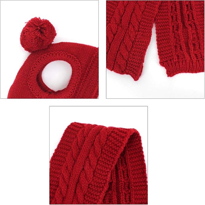 Goclothod Pet Dog Knitted Scarf and Hat Set Winter Neck Ear Warmer